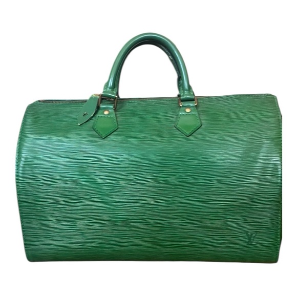 Louis Vuitton Green Epi Leather Speedy 35. Vintage Bronze Hardware - Picture 9 of 15